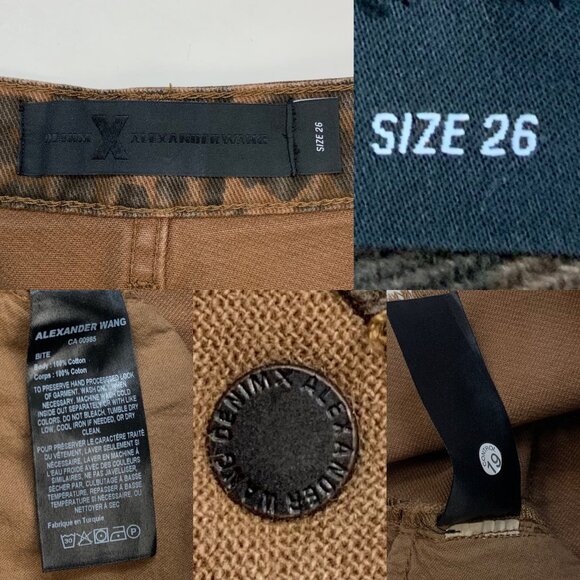 Alexander Wang X Denim Bite Short 26 Tan Leopard Print Frayed - Picture 5 of 12